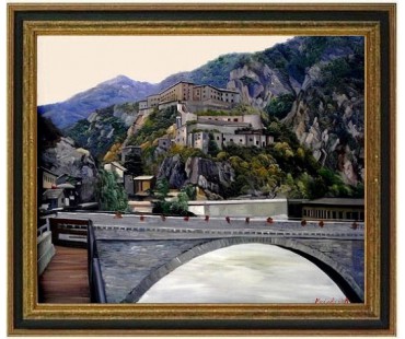 Bergsee -Passo Italien, handgemaltes Ölbild in 50x60cm