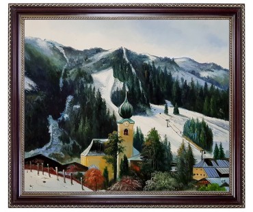 Saalbach im Winter, handgemaltes Ölbild in 50x60cm