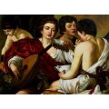 Caravaggio- 60x80 cm - das Konzert 1595 v. Caravaggio, handgemalt nach einer Motivvorlage 