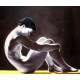 Männerakt, sitzender erotischer junger Mann Mann - handgemaltes Ölbild , gemalt nach einer Vorlage in 50x60cm