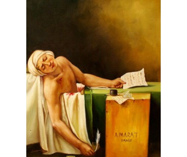 der ermordete Marat, handgemaltes Ölbild, gemalt nach einer Motivvorlage v. Jacques Louis David
