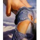 Frauenakt in Jeans- handgemaltes Ölbild , gemalt nach einer Vorlage in 50x60cm