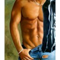 erotischer Männerkörper - handgemaltes Ölbild , gemalt nach einer Vorlage in 50x60cm